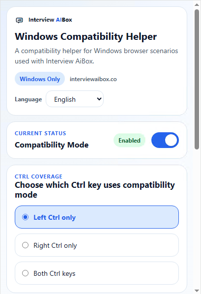 Windows Keyboard Guard Extension popup reference